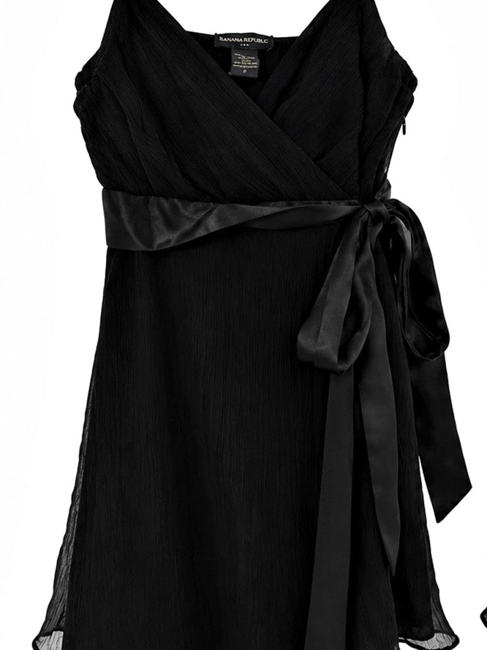Banana Republic Black Silk Wrap Midi Dress Size 2 Like New